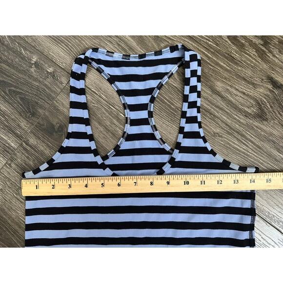 Lululemon Cool Racerback Tank Top Womens Black Blue Stripe Activewear Stretch - Picture 3 of 5